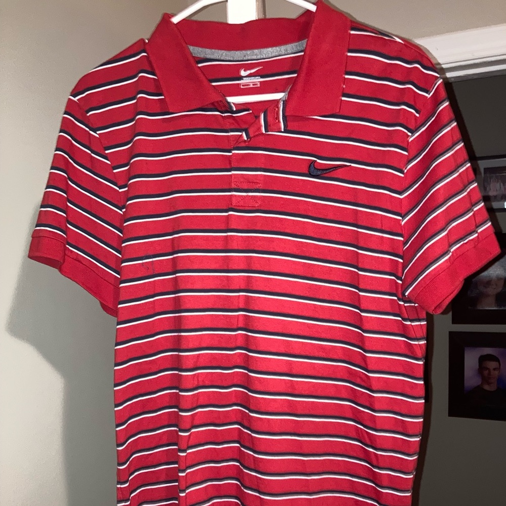 Nike large mens golf polo red Striped